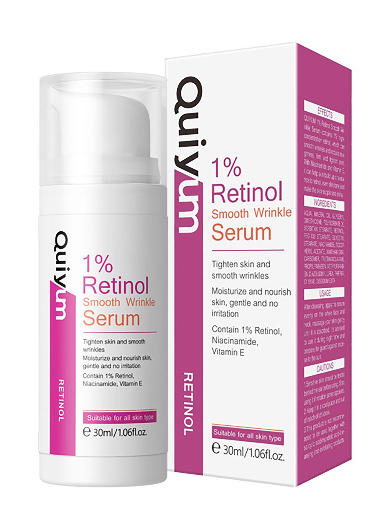 1% Retinol Smooth Wrinkle Serum - 30ml Anti-Aging Face Treatment for Deep Moisturizing, Firming & Brightening