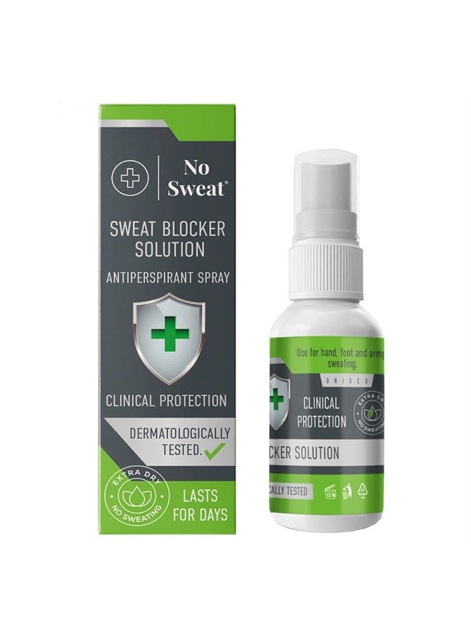 NO SWEAT Maximum Strength Antiperspirant Spray, Strong Deodorant for Excessive Sweating & Hyperhidrosis Treatment, Lasts up to 7 Days -50ml) Packing May Vary