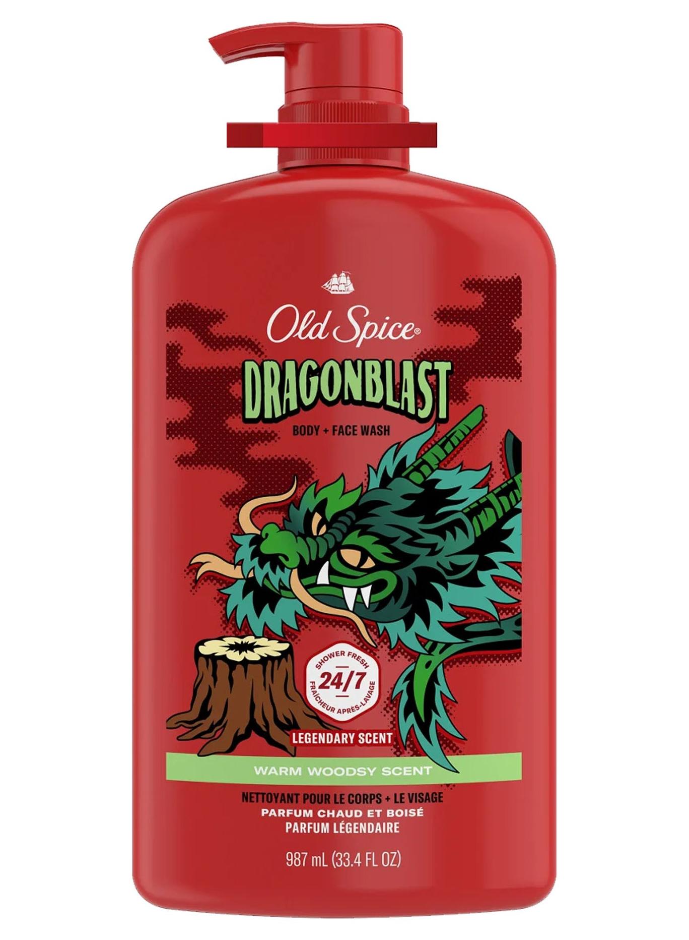 Old Spice Body & Face Wash Wild Collection Dragonblast, Warm Woodsy Scent - 987 ml (Pack Of 1)