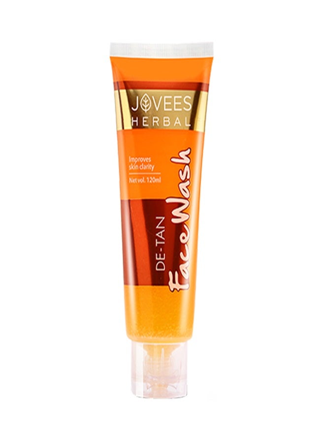 Jovees Herbal De-Tan Face Wash 120ml | With Liquorice, Bearberry & Green Tea | Removes Tan, Brightens & Evens Skin Tone | For All Skin Types, Men & Women