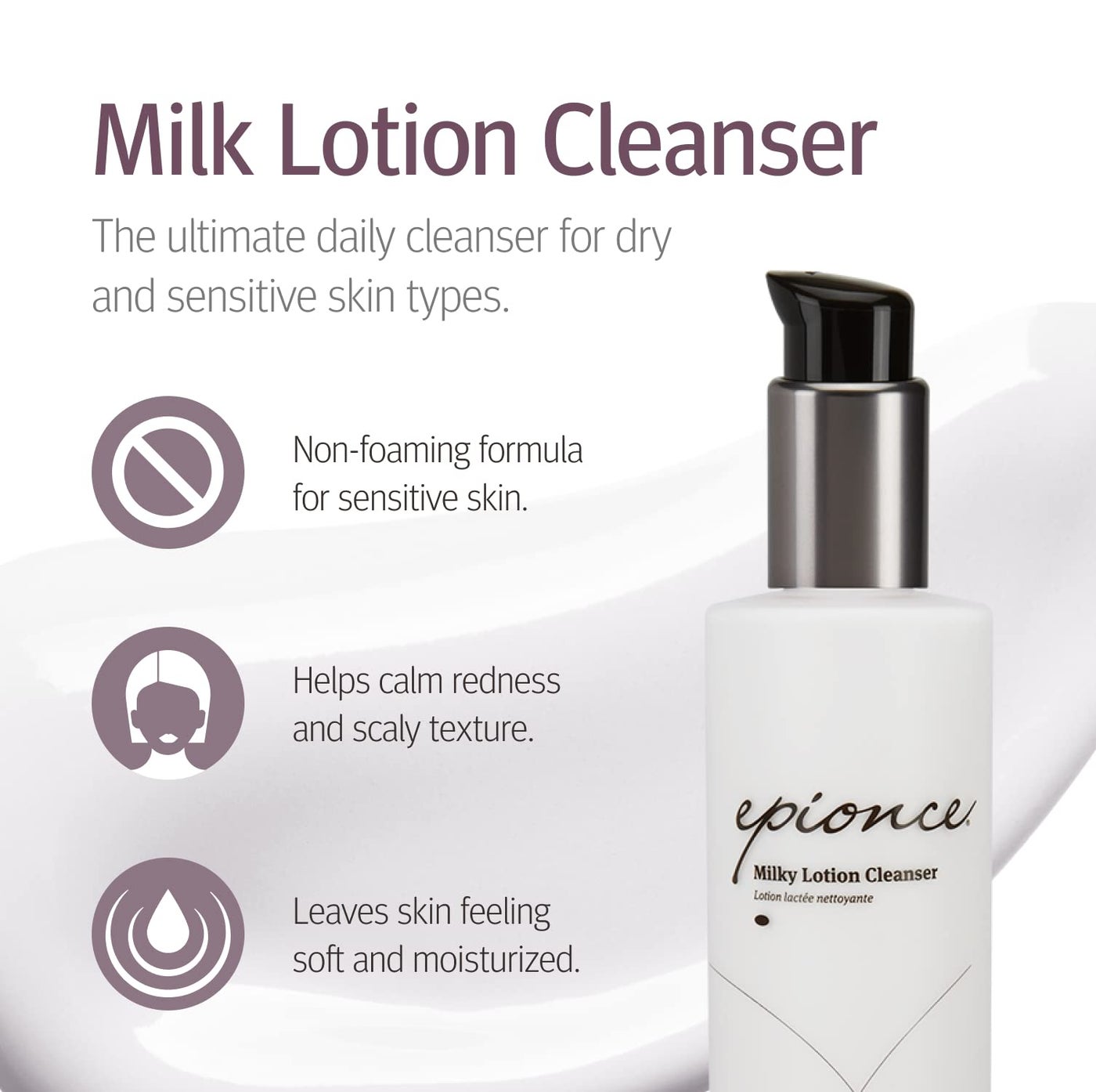 Epionce Milky Lotion Cleanser - Face Wash & Makeup Remover for Dry & Sensitive Skin, Non-Foaming Hydrating Facial Cleanser, Dermatologist Skincare