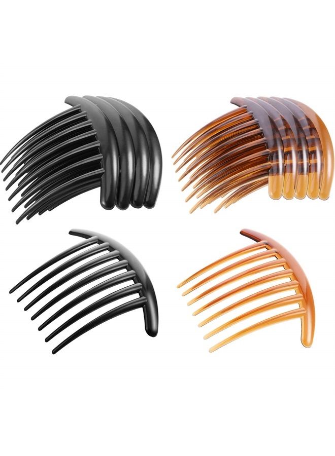 20 Pieces 7 Tooth French Twist Comb Plastic Hair Clip Hair Side Combs Hair Accessory for Women Girls (Black and Brown)