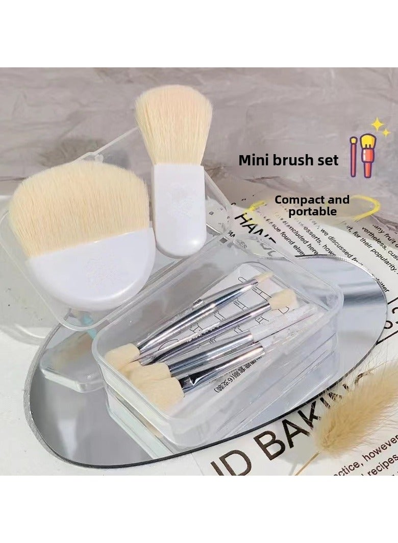 Travel Size Makeup Brushes Mini Set with Hard Case and Built, 6Pcs Small Cosmetic Brushes, On the Go Brush Travel Essentials kits for Women, Girls Gift