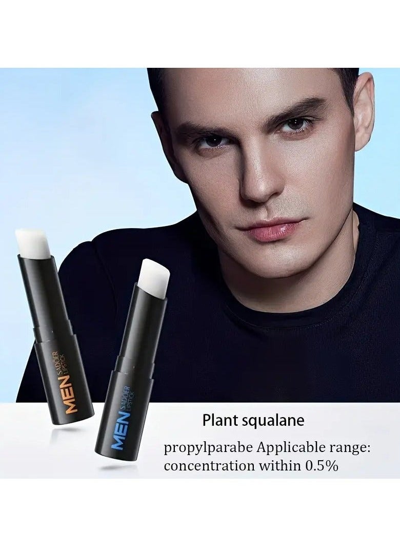 2 PCS SET Men's Squalane Vitamin E Lipstick, Improve Dry And Moisturizing Lips In Autumn And Winter, Plant Squalane
