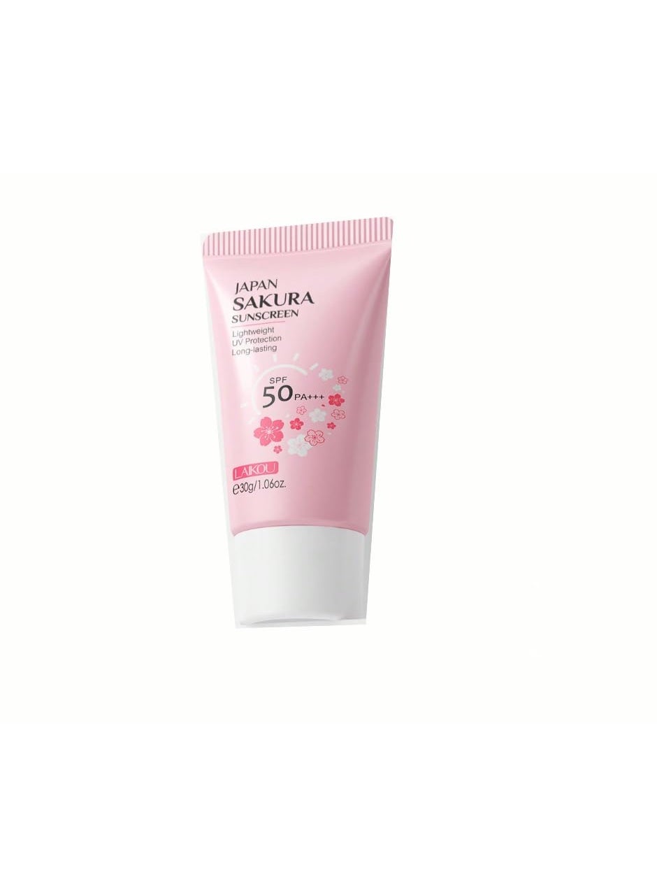 LAIKOU Japan Sakura Brightening Sunscreen Lotion 30g, SPF50 PA+++, UV Protection, Travel Skincare Essentials for all skin types