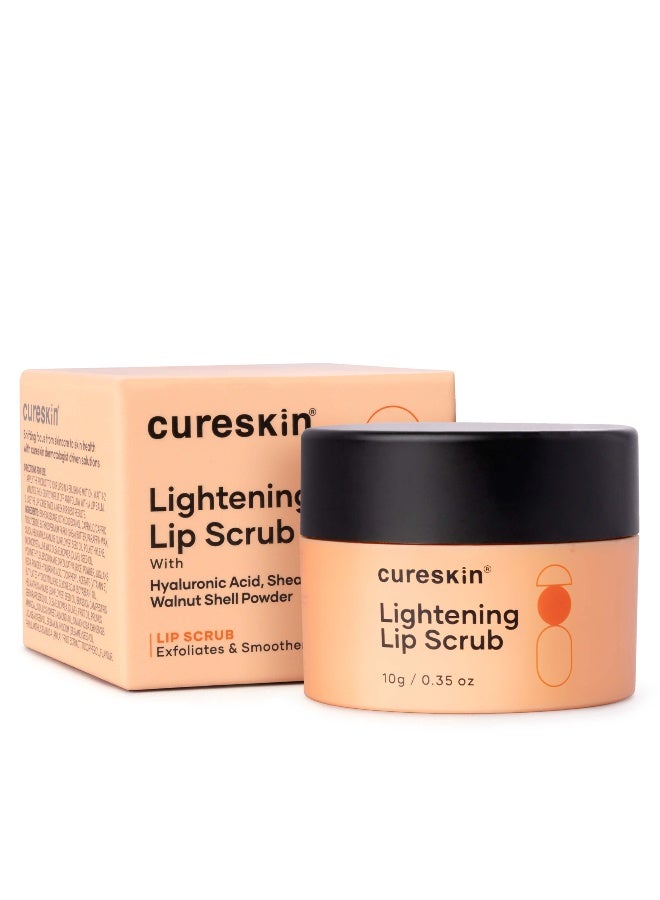 Lightening Lip Scrub for Men and Women | Lip Scrub for Dark Lips to Lighten Pink with Hyaluronic Acid, Shea Butter and Walnut Shell Powder, 10 g (Pack of 1)