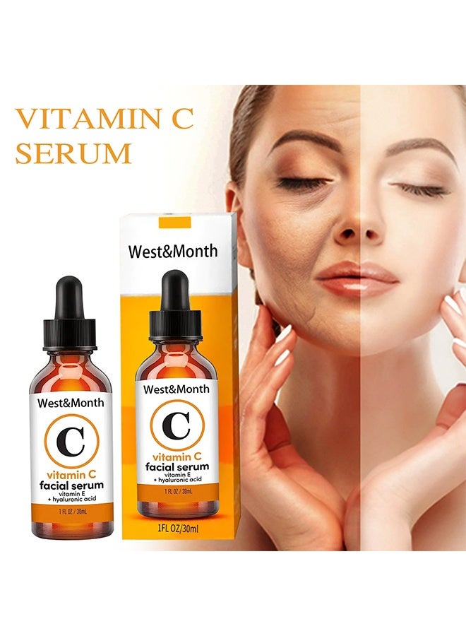Vitamin C Facial Serum - Delicate And Moisturizing,Vitamin C supplemental Nutrition,Skin Brightening Essence For Dark Spots,Dark Skin,Neck Lines And Skin Absorption