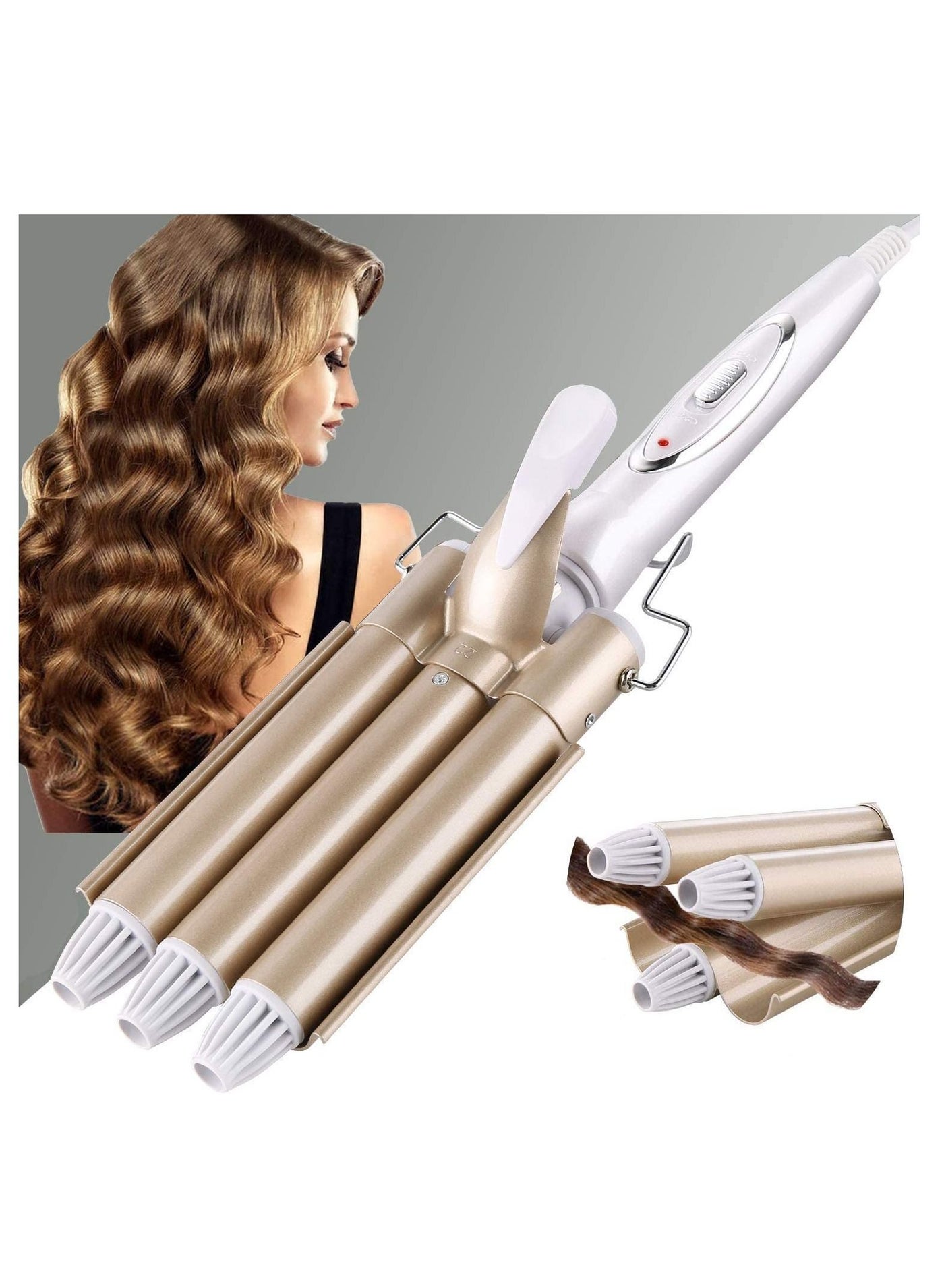 3 Barrel Curling Iron Wand Hair Waver Curler Iron, 1 Inch (25mm) Ceramic Tourmaline Triple Barrels, Crimper Hair Iron Hair Waving Styling Tool for Deep Waves