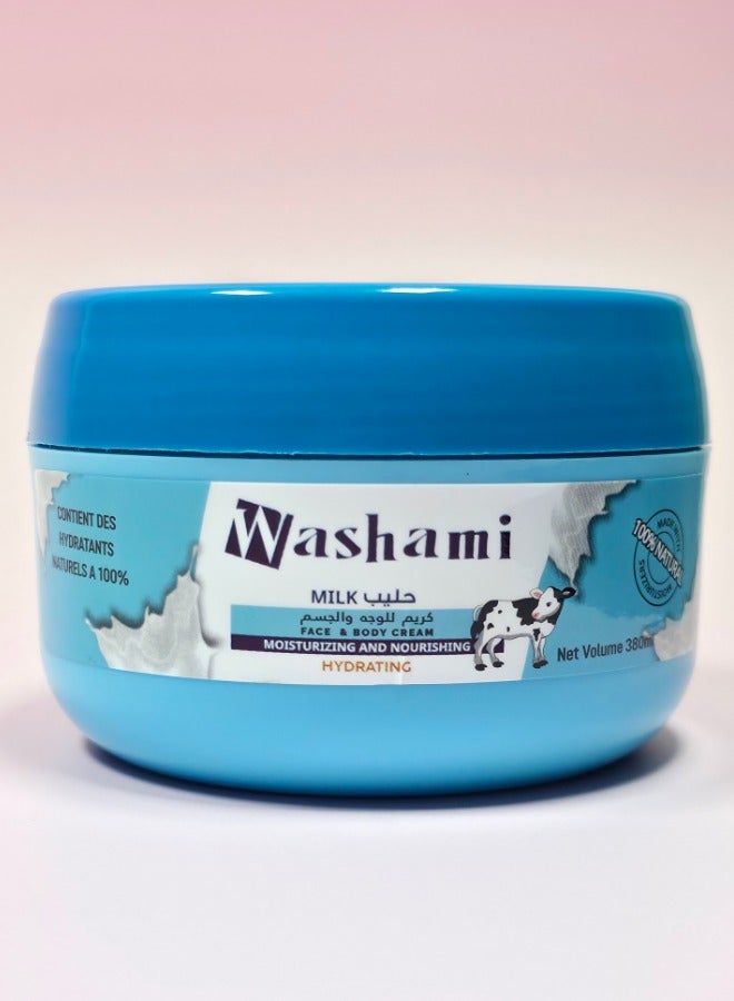 Milk Moisturizing Face & Body Cream – Nourishing, Hydrating, 100% Natural Moisturizers, 380gm