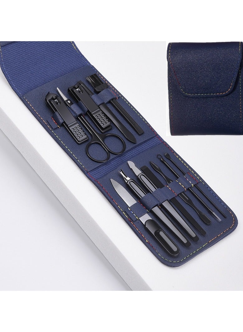 Nail scissor set, beauty set, pedicure, eyebrow trimming clip, dead skin pusher, ear scoop, nail clipper, large 12-piece gift set