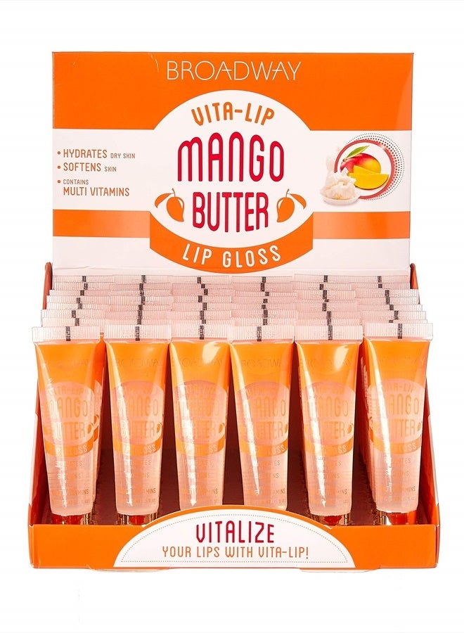 Broadway Vita-Lip Clear Lip Gloss Box Display Set (Mango Butter)
