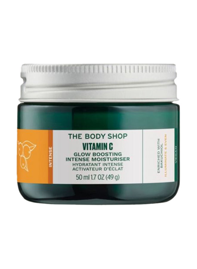 Vitamin C Glow Boosting Intense Moisturiser – Brightening & Hydrating Face Cream with Olive-Derived Squalane, Bakuchiol & Stable Vitamin C | Evens Skin Tone, Enhances Radiance, Provides 48hr Moisture, 50ml