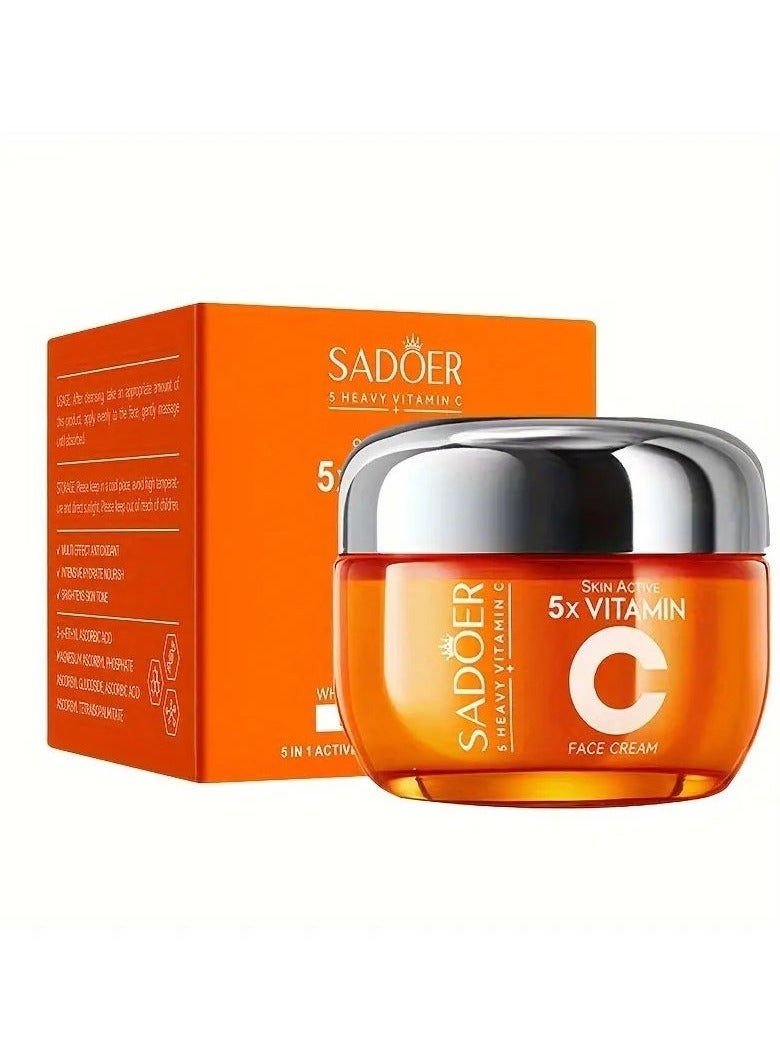 Vitamin C Face Cream 50g - Hydrating & Firming, Evens Skin Tone, Smooths Wrinkles, Moisturizing for All Skin Types, Hypoallergenic