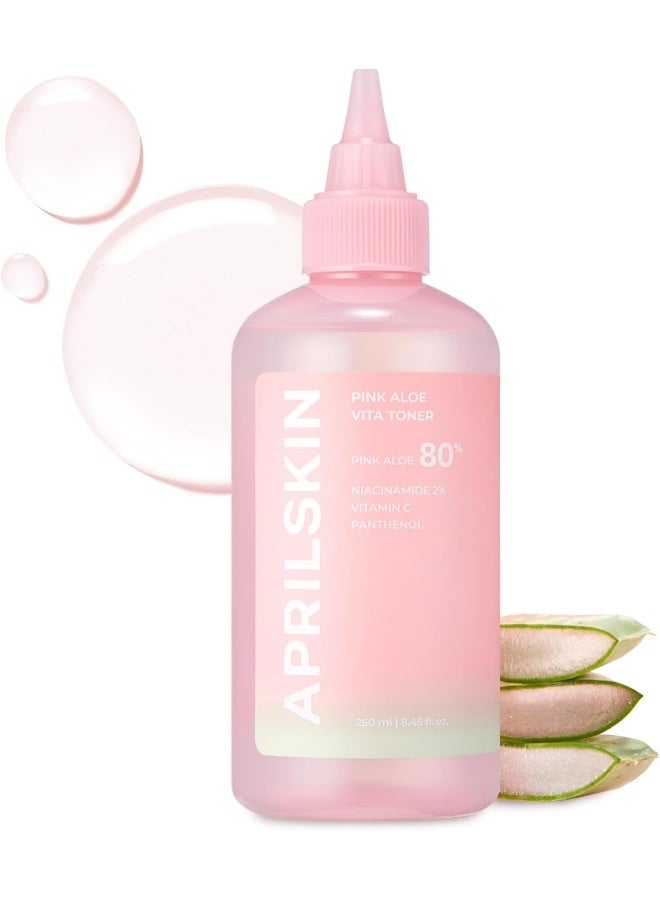 April Skin Pink Aloe Vita Toner Hydrating Soothing Brightening for Sensitive Skin 250ml