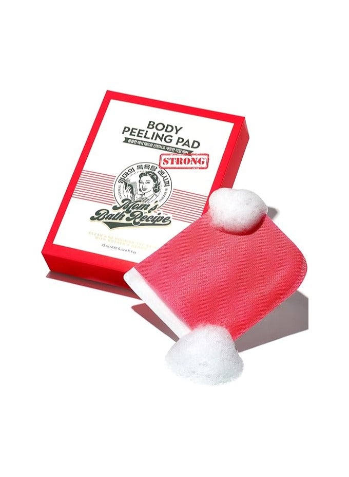 Mom's Bath Recipe Body Peeling Pad Strong, All in One Bubble Body Wash & Scrub Gloves with Kelp & Biotics, Intense Exfoliating Mitts for Dead Skin Cells, Goosebumps and Scaly Skin, 8 Sheets