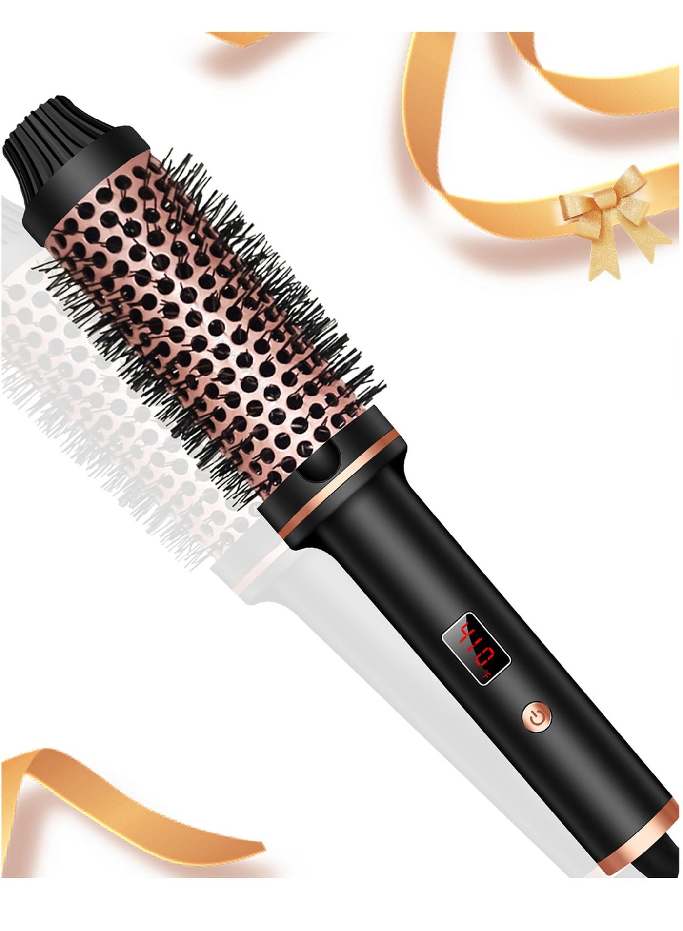 1.5 Inch Thermal Brush Curling Iron Brush, Volumizing Brush Heated Round Brush Ceramic Tourmaline Ionic Curling Comb Dual Voltage Travel Curling Iron with Brush, 10 Temperature Settings LCD Display