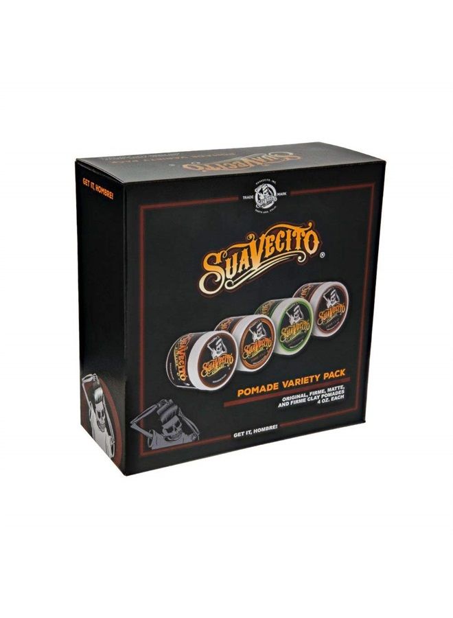 Pomade Variety 4 Pack (OG, Firme (Strong), Matte, Clay Pomades) All Day Hold For All Hair Styles