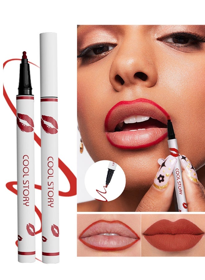 Liquid Lip Liner, Cool Story Lip Liner Liquid, Benighty Liquid Lip Liner, 2-in-1 Waterproof Long-Lasting Matte Liquid Lipstick for Women -#04