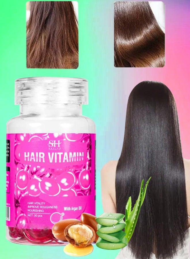 Hair Treatment Serum Oil Capsules Hair Vitamin Serum Capsule Hair Damage Repair Hair Serum Capsules for Daily Hair Care Nourishing Hair Treatment Oil Capsule Hair Oil Capsules Argon Oil Capsule 30pcs