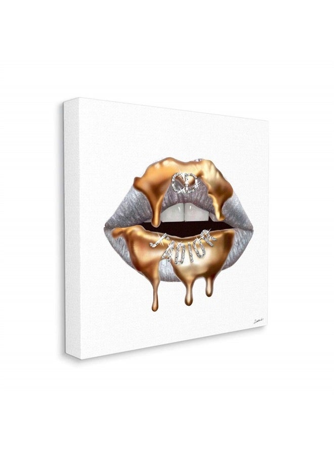 Glamourous Silver Lip Portrait High Fashion Styling Wall Art, 24 x 24, White