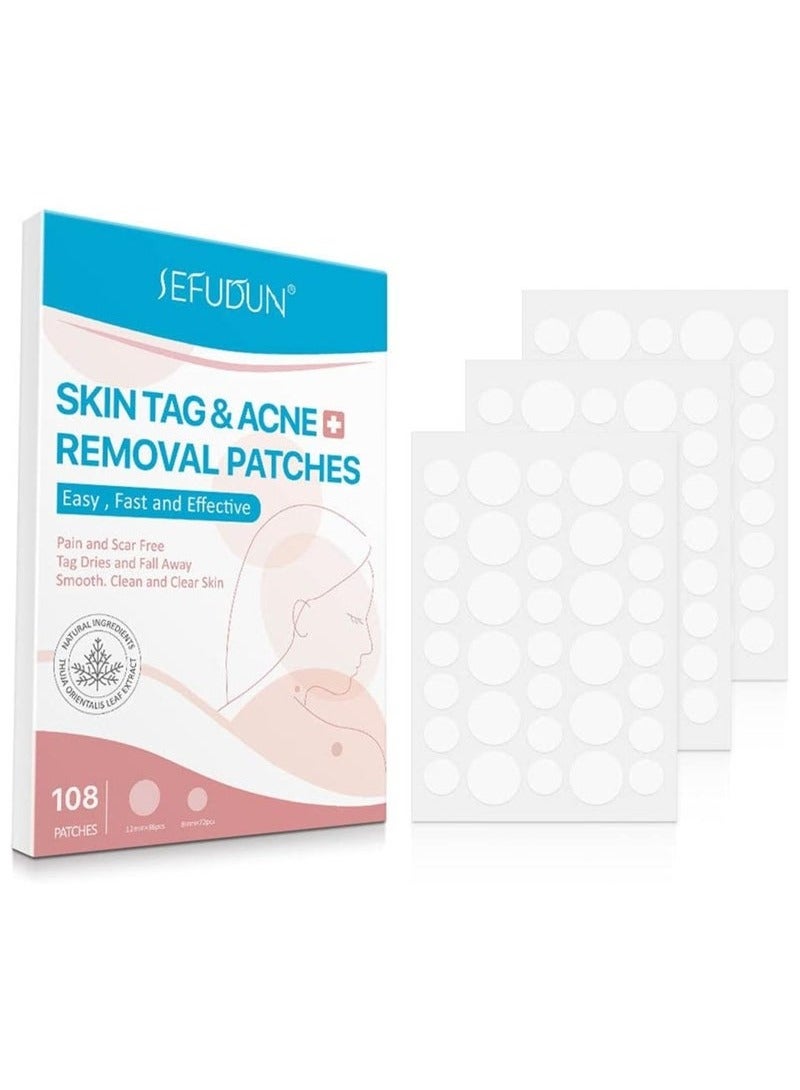 Remover Patches Acne,108PCS Skin Tag Blemish Remover Pimple Absorbing Cover -Infection Invisible Hydrocolloid Treatment Skin Care
