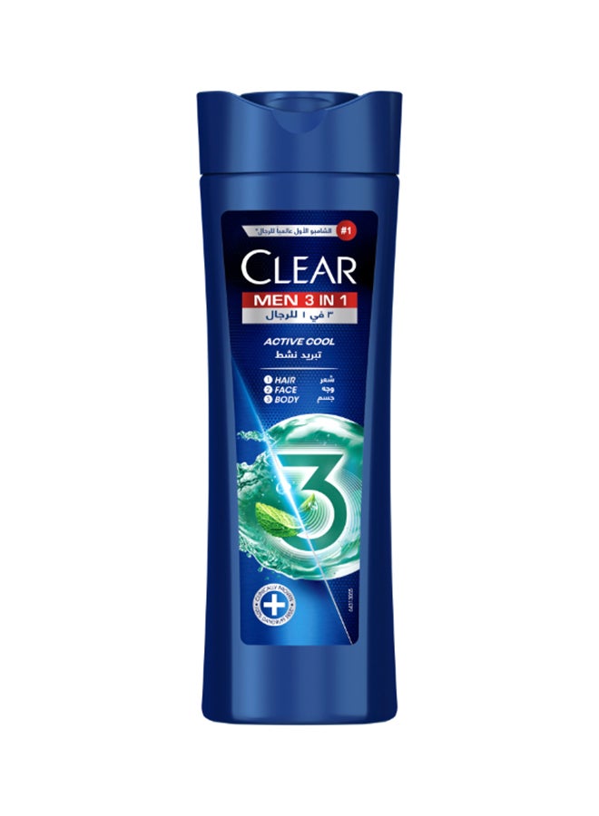 Men 3 In 1 Shampoo Body And Face Wash Active Cool 400ml