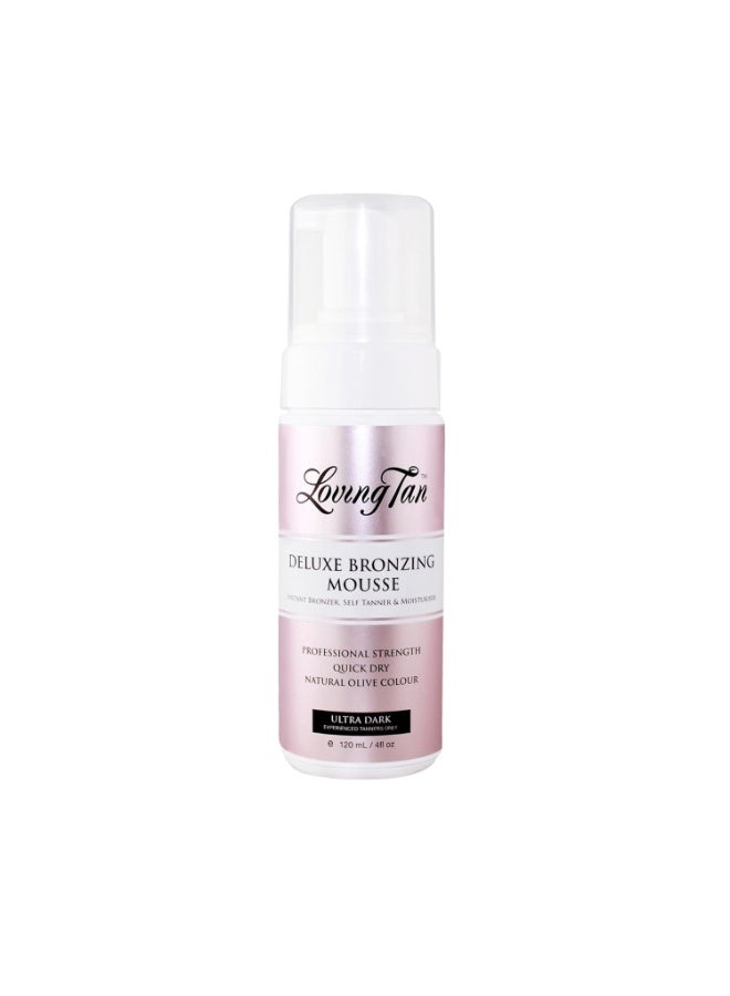 Loving Tan Deluxe Self Tanning Bronzing Mousse, Ultra Dark - Streak Free, Professional Quality Sunless Tanning - Up to 5 Self Tanner Applications per Bottle, Cruelty Free - 4 FL Oz