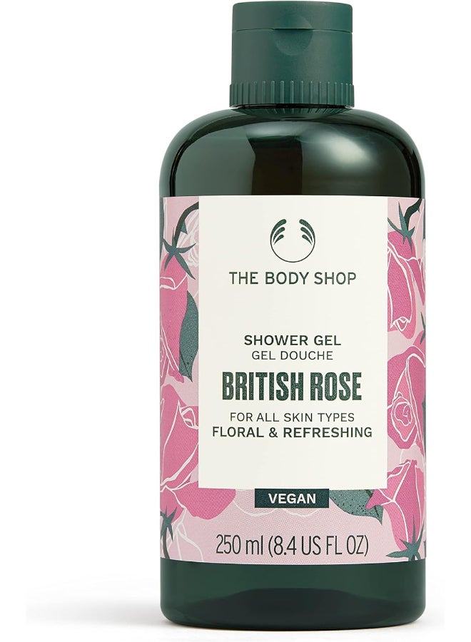 British Rose Shower Gel Floral & Refreshing – Gentle Bath & Body Wash with Hand-Picked British Rose Extract | Romantic Floral Rose Fragrance | Tender Cleansing for Sensitive Skin | Non-Sticky, Dermatologically Tested, 250ml