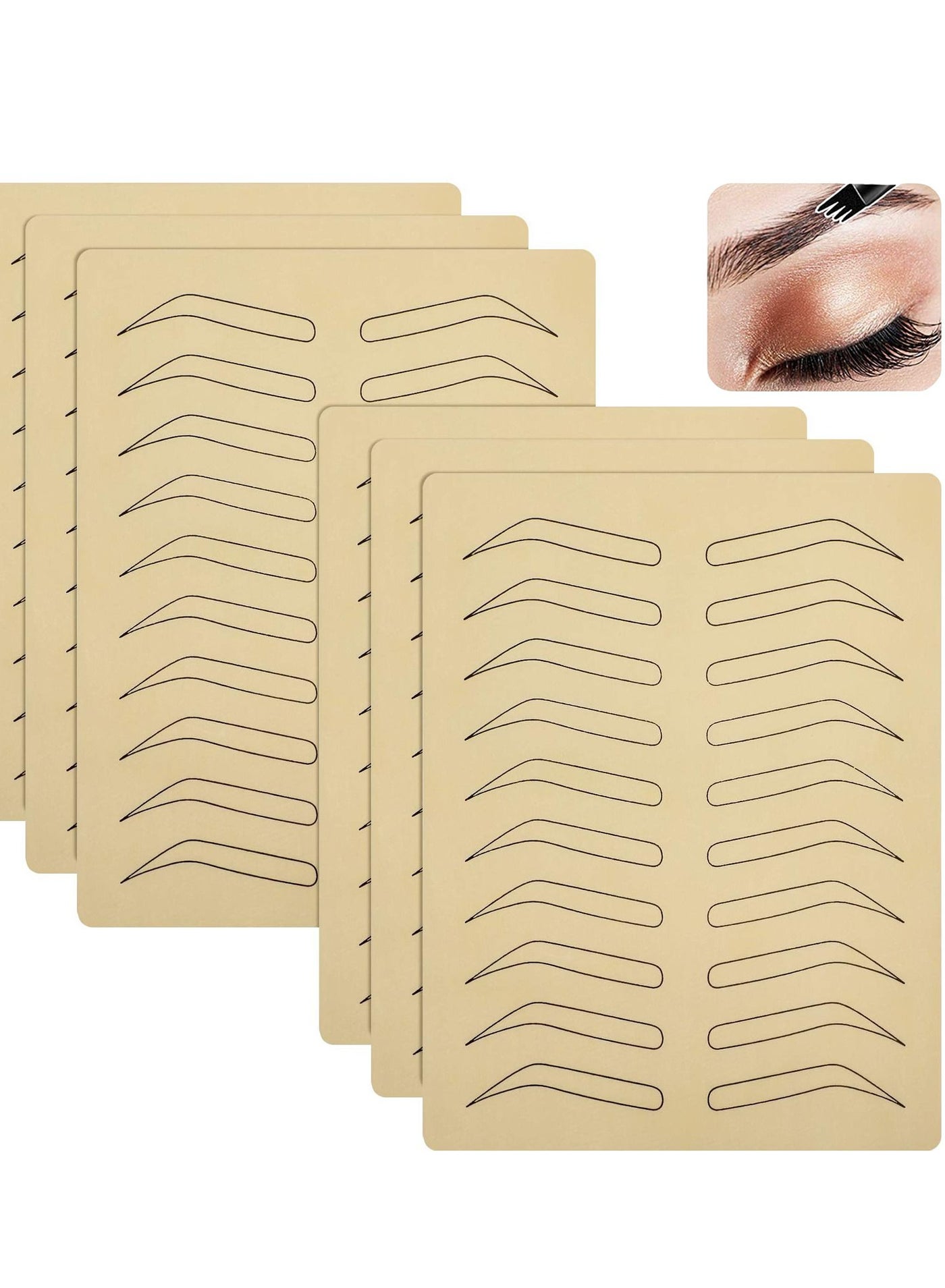 Eyebrow Practice Skin 6 Pcs Microblading Supplies Double Sided Skins for Permanent Makeup Silicone Skin Kits