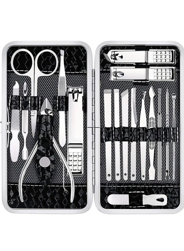 Manicure Set Nail Clippers Pedicure Kit -18 Pieces Stainless Steel Manicure Kit Professional Grooming Kits Nail Care Tools With Luxurious Travel Case