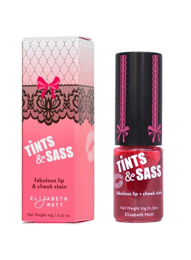 Tints & Sass Lip and Cheek Stain – Long-Lasting Rosy Pink Tint for Lips & Cheeks, Natural Buildable Color, Smudge-Proof, Lightweight, Cruelty-Free Makeup for All Skin Tones (10g/0.35oz)