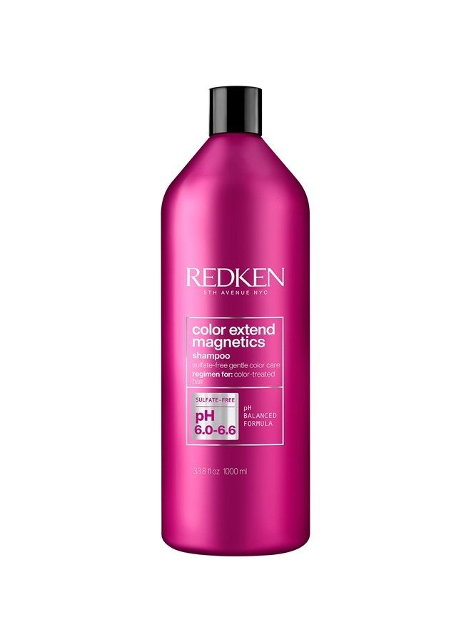Redken Color Extend Magnetics Shampoo | For Color-Treated Hair | Gently Cleanses & Protects Color | With Amino Acid | Sulfate-Free | 33.8 Fl Oz