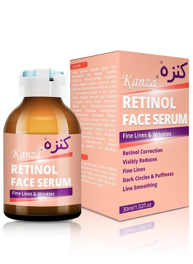 Retinol Face Serum Anti-Aging Anti-Wrinkle Moisturizer Retinol Serum for Face Eyes & Skin Collagen Face Serum for Fine Lines Dark Circles & Puffiness Moisturizing Hydrating Serum 30ml