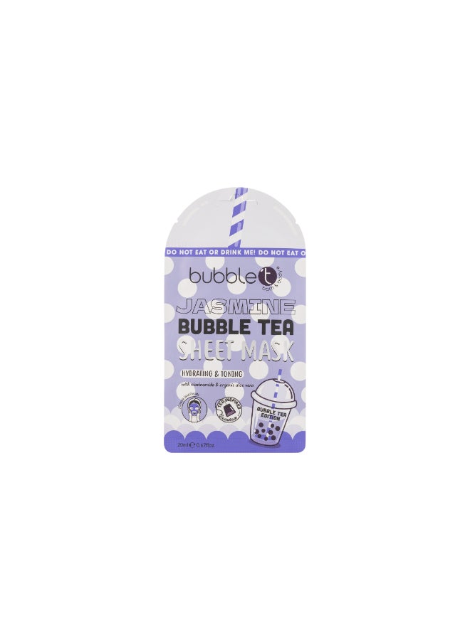 Calming Jasmine Face Sheet Mask with Aloe Vera & Niacinamide - Moisturizes & Soothes Stressed Skin, Leaves a Relaxing Scent (20 ml)