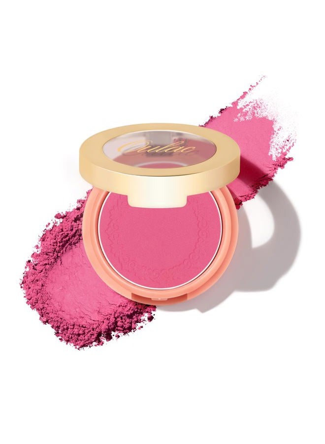 Hot Pink Blush Makeup| Highly Pigmented Powder Blush| Natural Matte| Shape & Highlight Face| Cruelty-Free Blush with Rose Oil| 06 Dance with me 4.8g