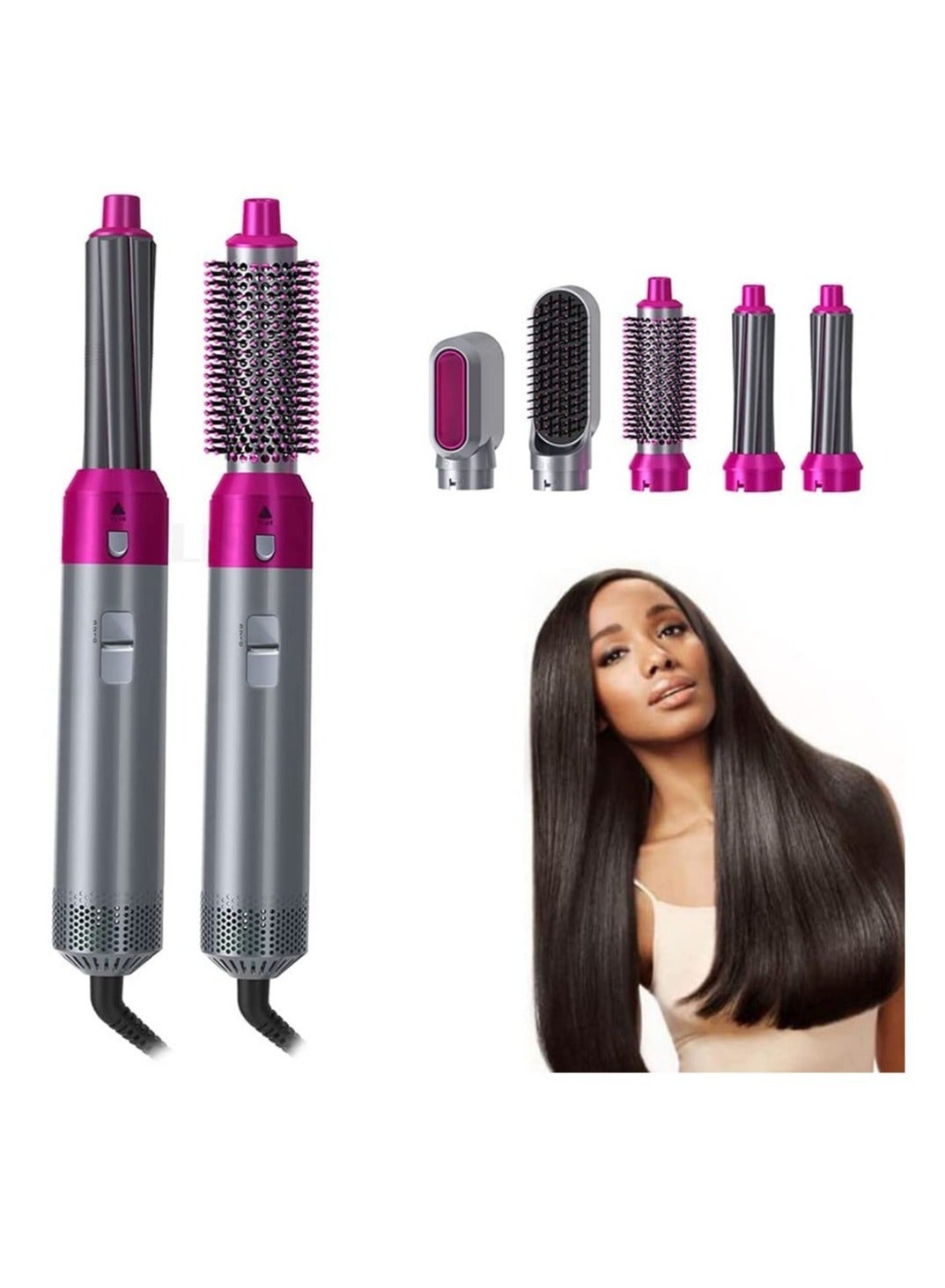 5 in 1 One Step Hair Dryer Styler Grey/Pink