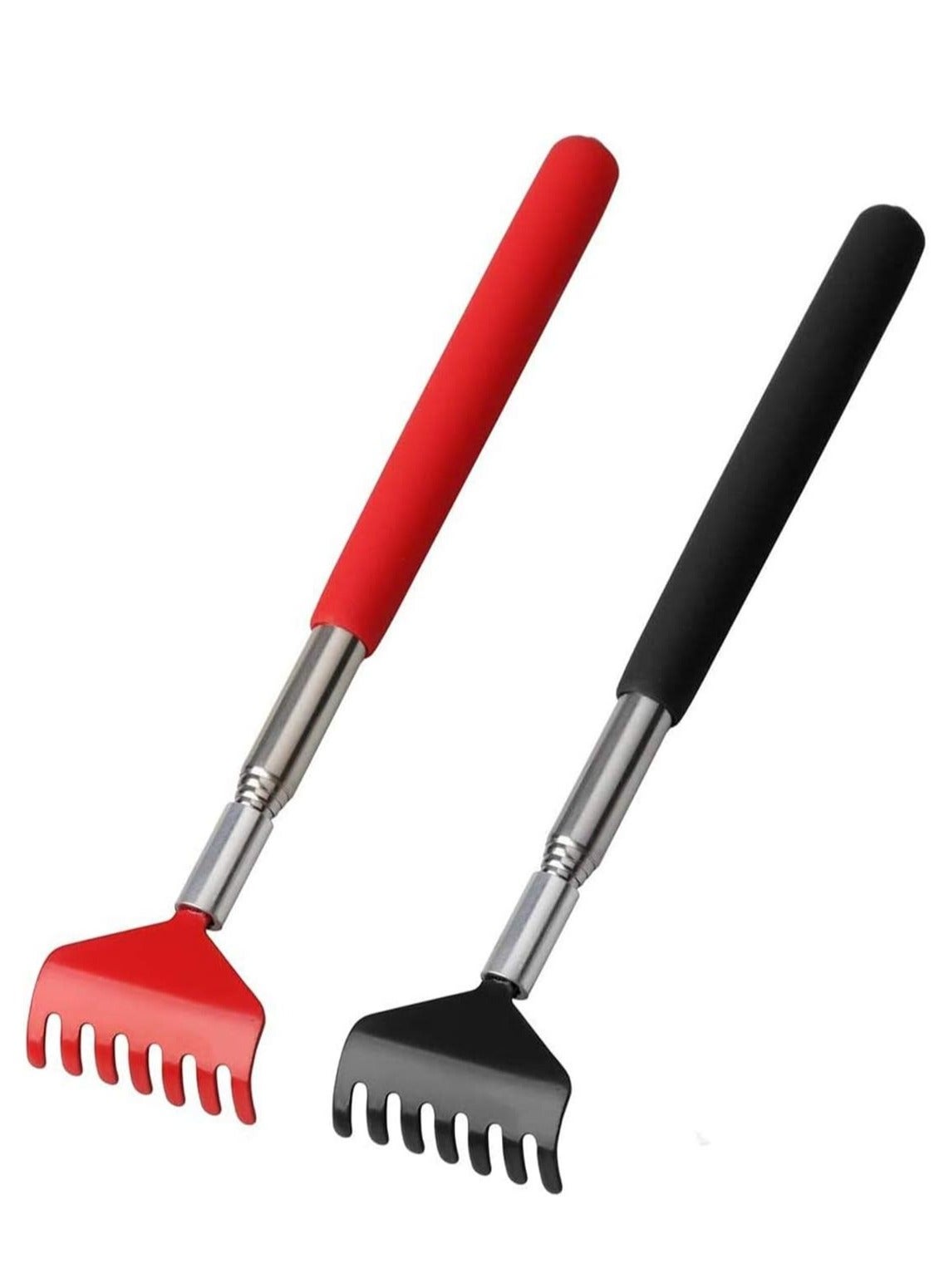 2 Pack Portable Extendable Back Scratcher, Metal Stainless Steel Telescoping Back Scratcher Tool, for Elders Men Women Kids, Retractable Claw Metal Hand Massager Tool, Black and Red