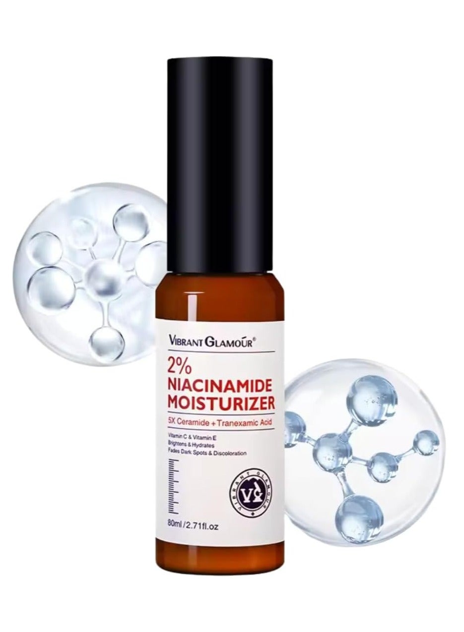 80g 2% Niacinamide Moisturizer Serum with 5X Ceramide & Tranexamic Acid Niacinamide Face Moisturizer for Hydrating Moisturizing Fade Dark Spots & Discoloration with Vitamin C Vitamin E for Men & Women