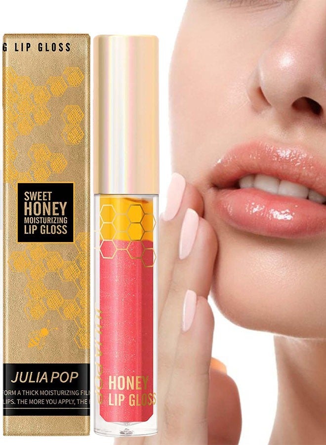 Sweet Honey Moisturizing Lip Gloss Plumping Lip Balm Transparent with Honey Long Lasting Moisturizing Non Sticky Fresh Shiny Texture Lip Care Oil Hydrating Lip Glow Plumping Lip Gloss #01
