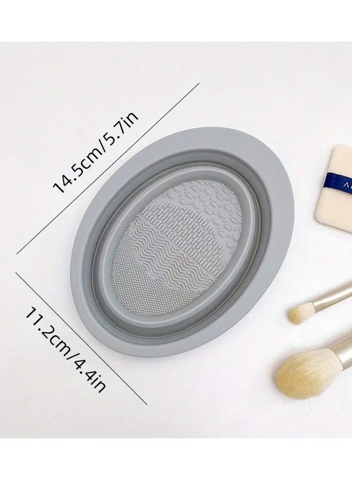 Portable Silicone Makeup Brush Cleaning Mat Easy to Clean and Concenient to Use - Grey