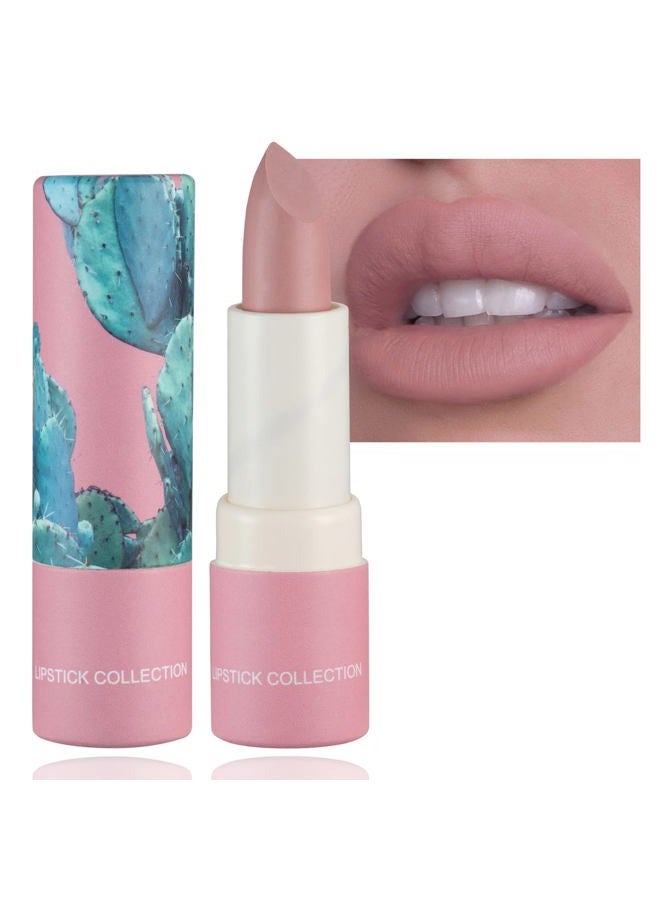 Matte Nude Lipstick,Nude Paper Tube Nude Matte Lipsticks for Women,Bold & Intense Colors,Non-Stick Cup Not Fade Silky Smooth Velvet Lip Gloss Set Nude Lip Stick Matte Lipstick Lip Makeup Gifts(Pink)