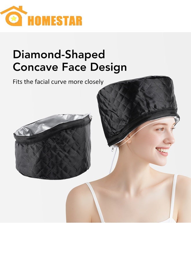 Heat Cap for Deep Conditioning with Heats Up, Thermal Cap, Steamer Cap for Natural Hair, Portable Electric Heat Hair Spa Cap for Home Use, Black