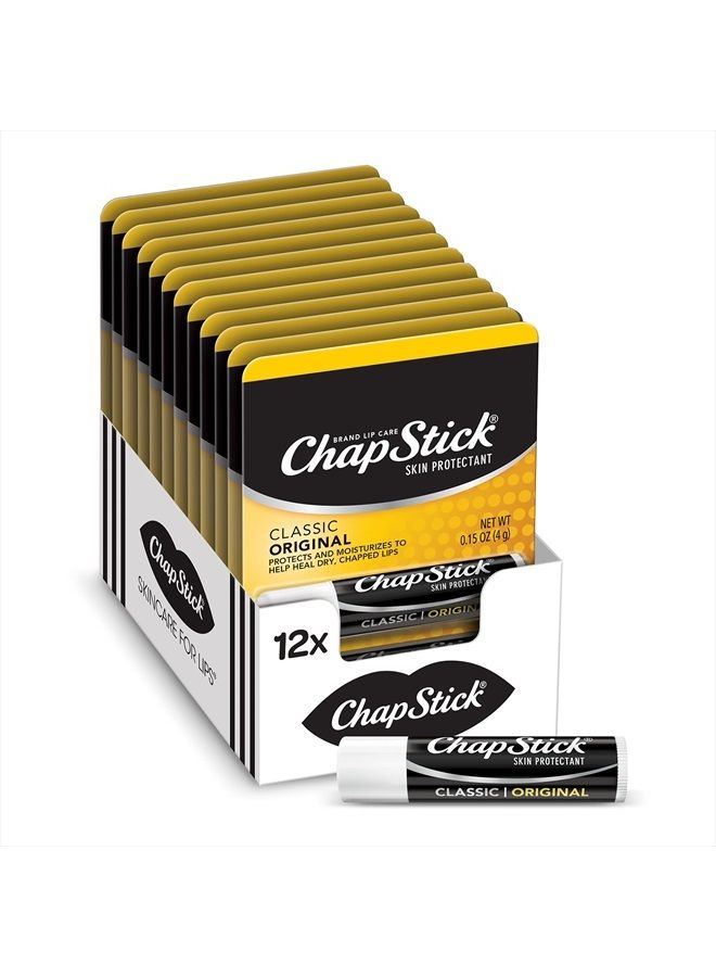 Classic Original Lip Balm Tubes, Lip Care - 0.15 Oz (12 Blister Packs of One Each)