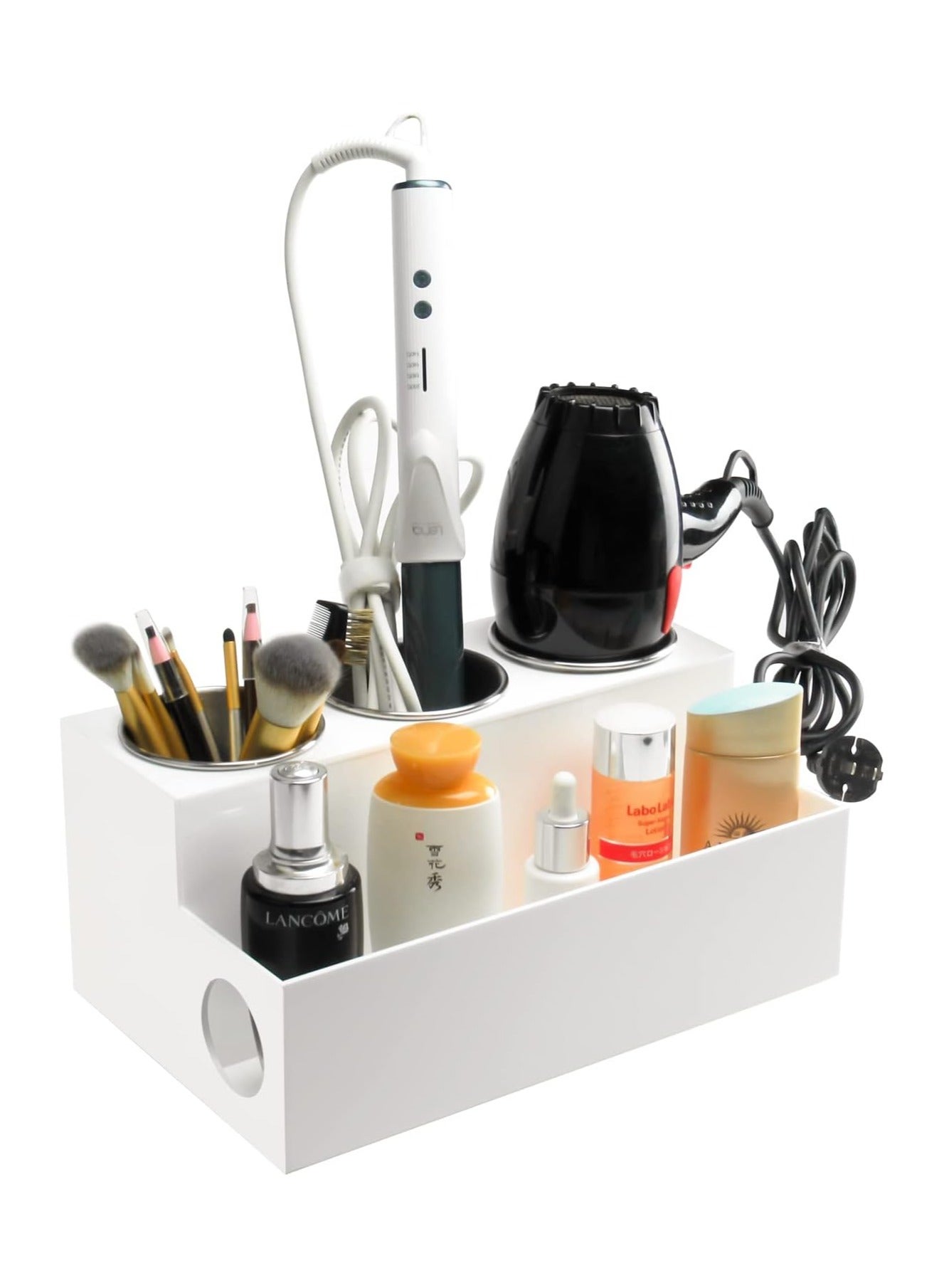 Acrylic Hair Tool Organizer, Acrylic Hair Dryer and Styling Organizer, Hair Product Organizer, White