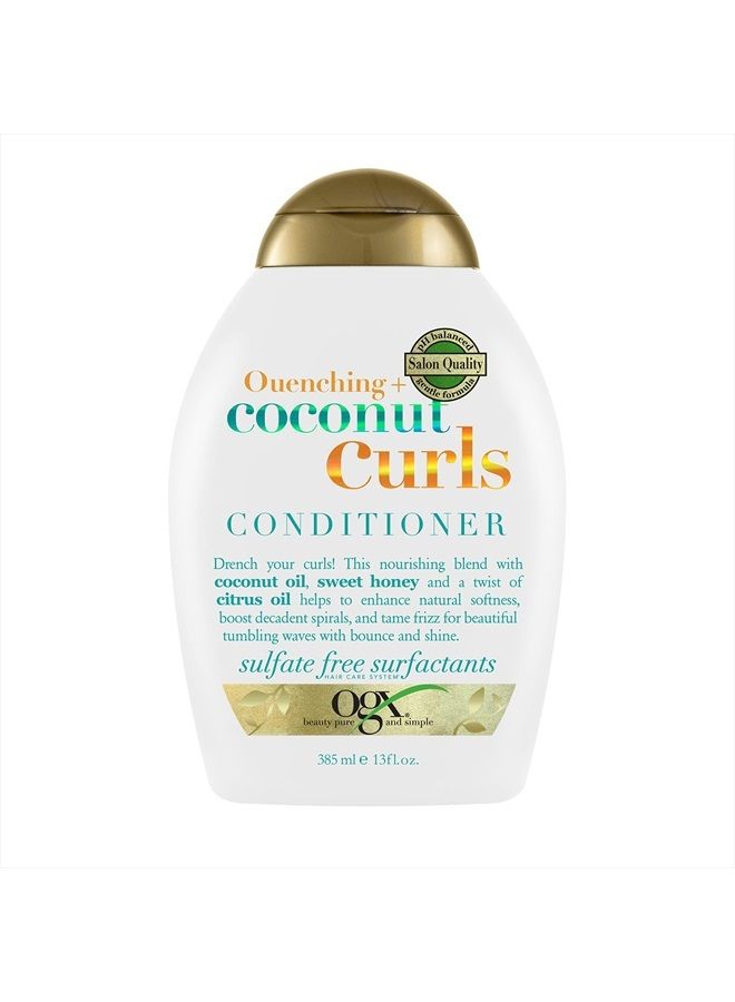 Quenching + Coconut Curls Curl-Defining Conditioner, Nourishing Curly Hair Conditioner with Coconut /Citrus Oil & Honey, Paraben-Free with Sulfate-Free Surfactants, 13oz