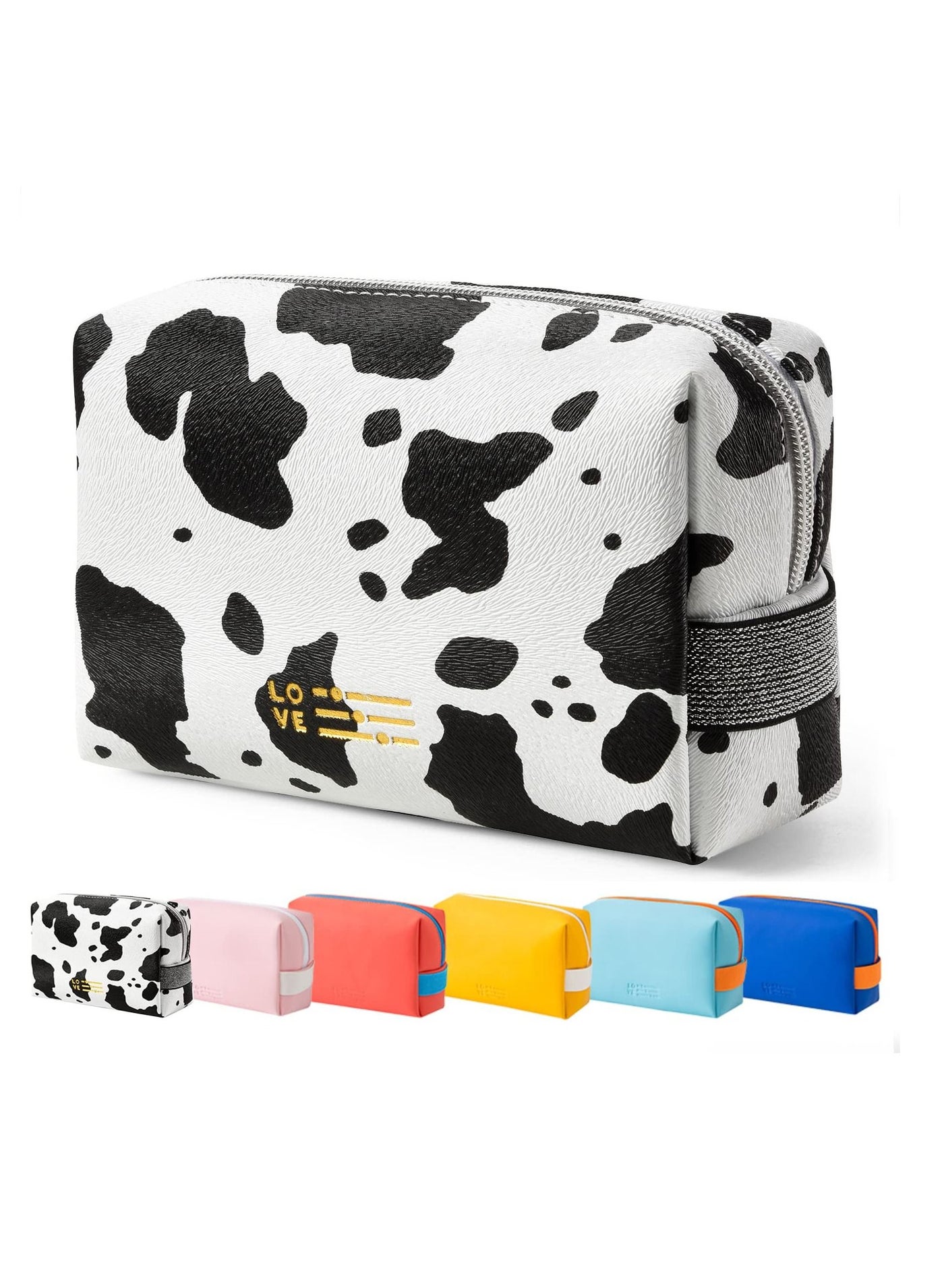Cosmetic Bag Makeup Bag for Purse Pouch Travel Beauty Zipper Organizer Bag Gifts for Girl Women, PU Leather Washable Waterproof