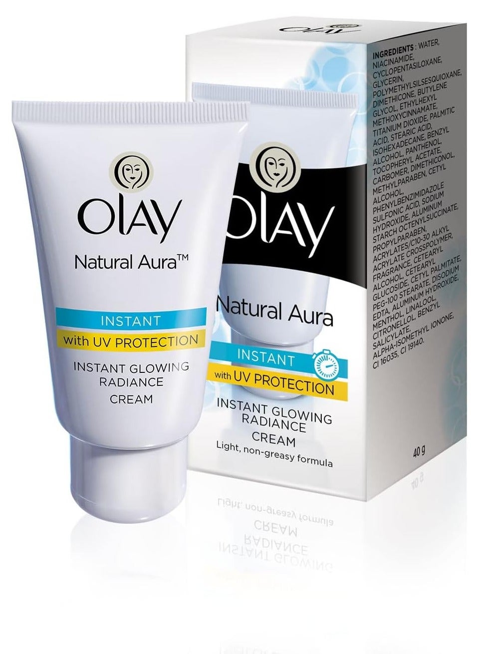 Olay Natural Aura Day Cream with SPF 15 | Glowing Radiance Cream | With Niacinamide and Vitamin E | Normal, Oily, Dry, Combination Skin | 40g