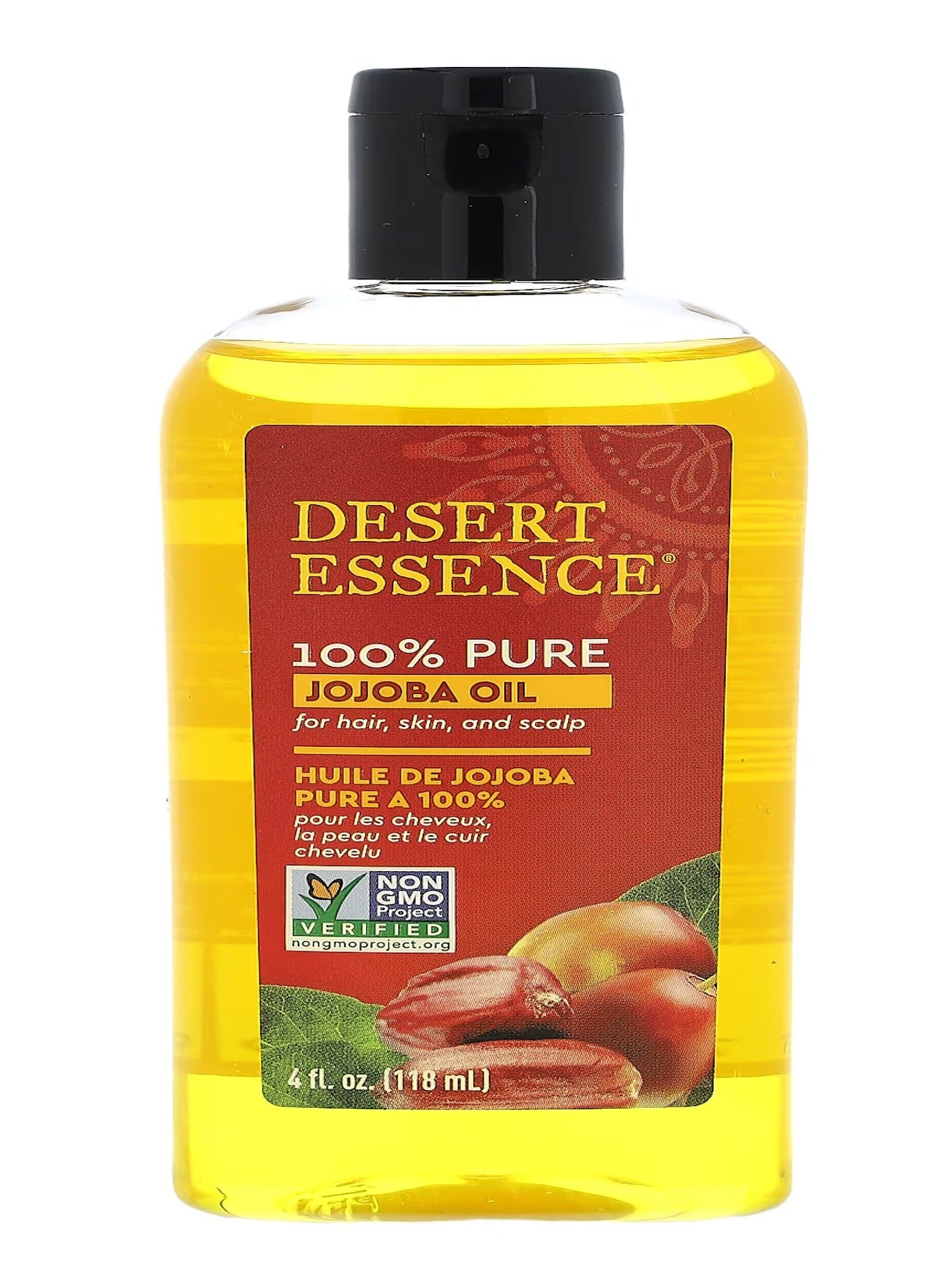 Desert Essence, 100% Pure Jojoba Oil, for Hair, Skin & Scalp, 4 fl oz (118 ml)