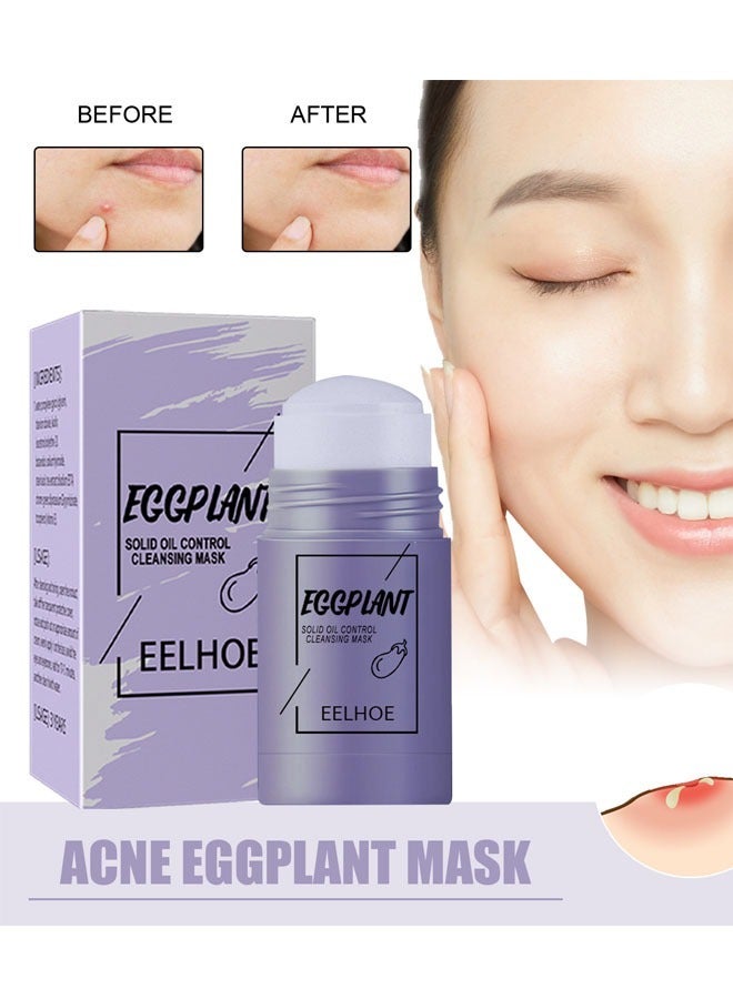 Eggplant Mask Stick, Blackhead Remover Face Mask Clay Mask Purifying Oil Control Clean Solid Mask Moisturizing Acne Deep Pore Cleansing