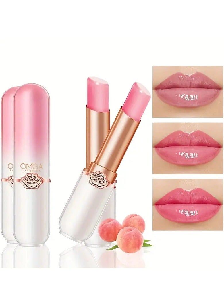 Peach Temperature Changing Color Lip Balm, Long Lasting Hydrating And Nourishing Lip Gloss, Jelly Lipsticks, Valentine's Day Gifts For Women Valentine's Day Gifts Contain Plant Squalane